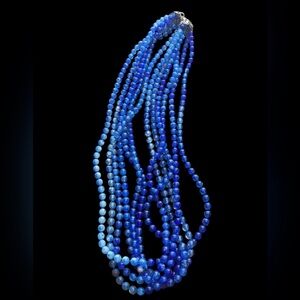 Elegant Blue Beaded 5 strand Necklace